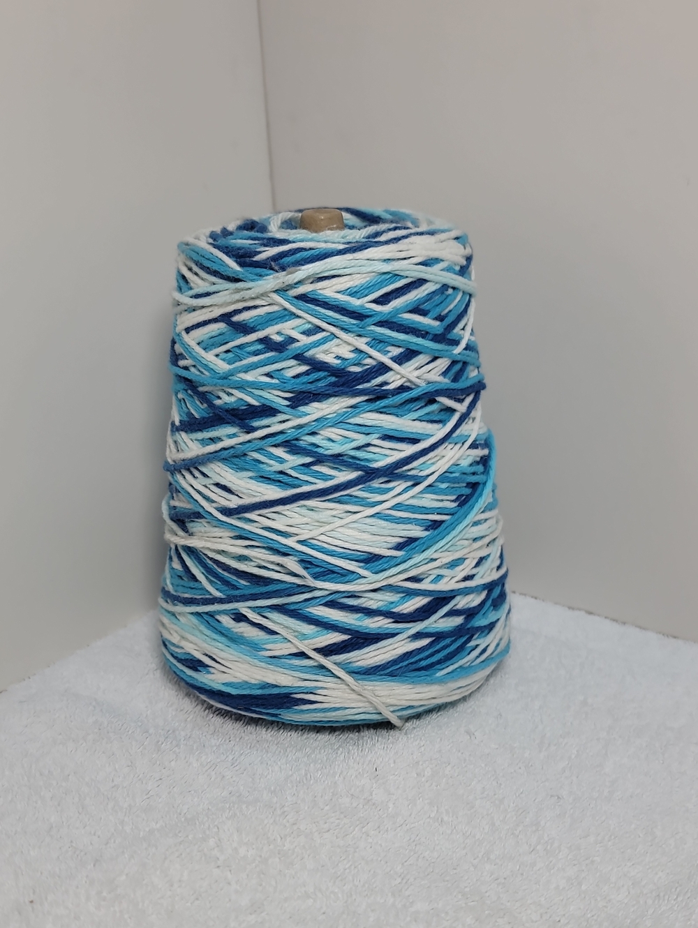Lily Sugar N Cream Blue & White Variegated Yarn Cone - Approx. 600 Yards NWOT